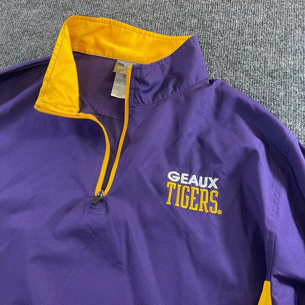 Knights Apparel LSU Tigers Geaux Tigers 1/2 Zip Windbreaker Size L/G